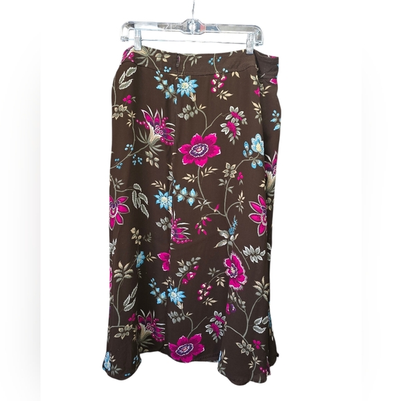 Liz Claiborne Floral A-Line Skirt Midi Size 16 Back Zip Cottagecore Boho Retro - Picture 2 of 7